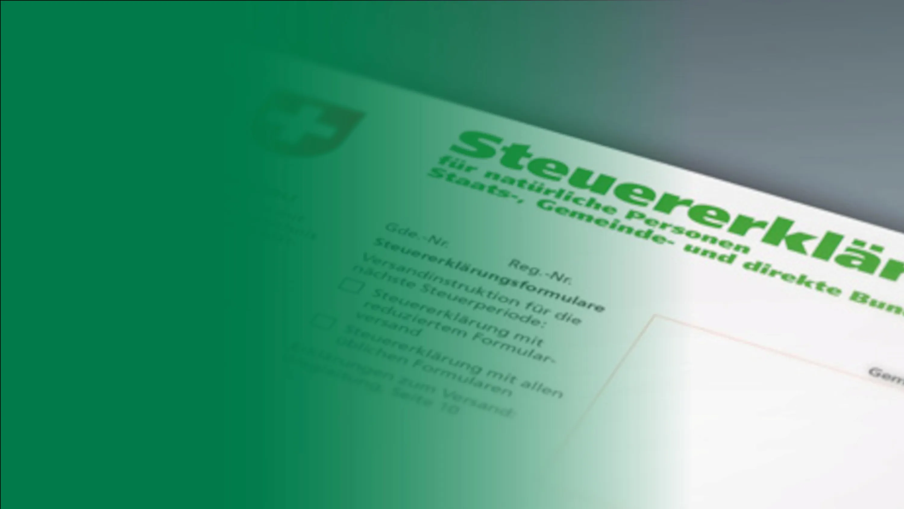 Dekoratives Element. Bild mit Foto einer Steuererklärung