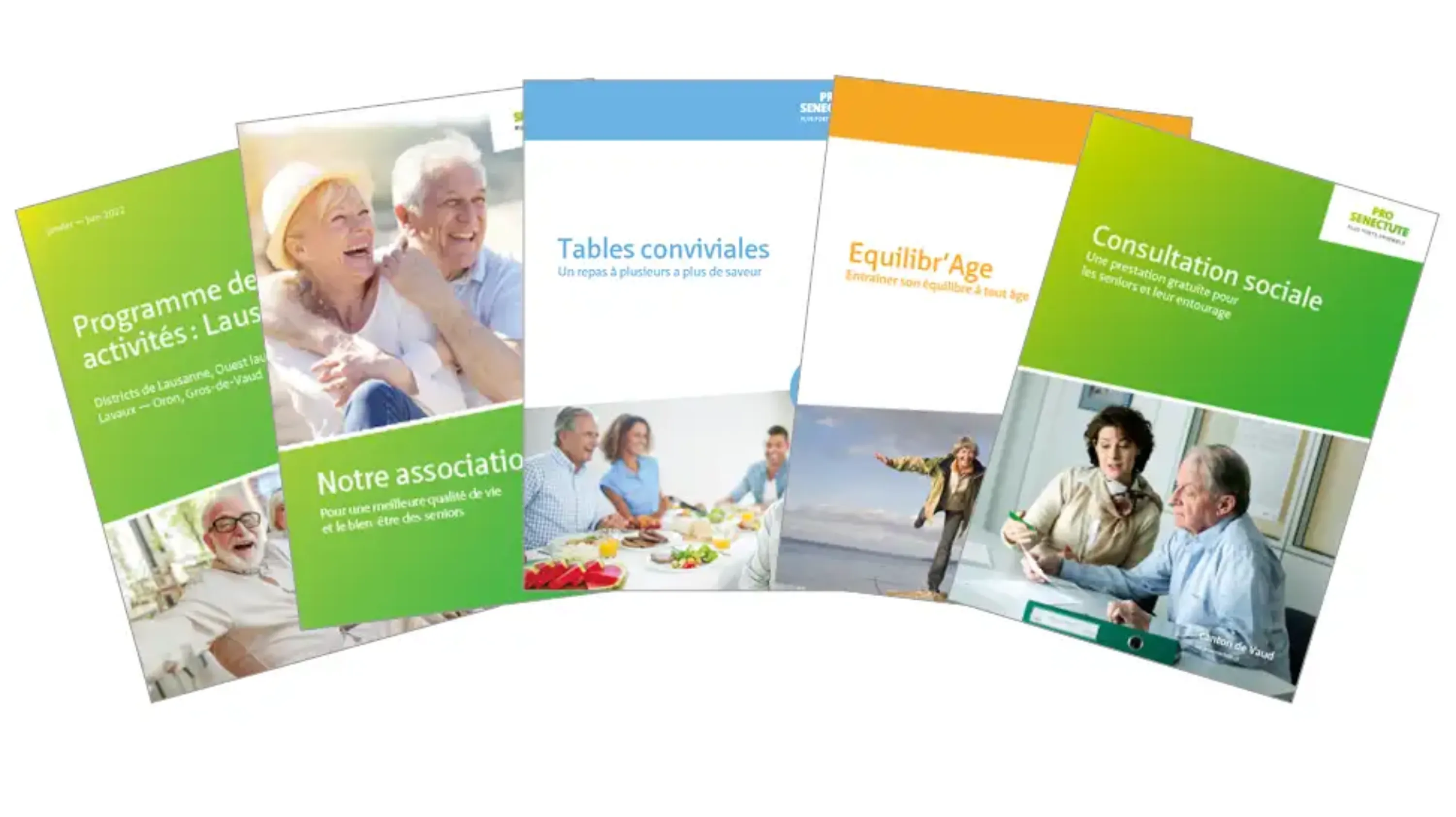 Photo de différentes publications de Pro Senectute Vaud