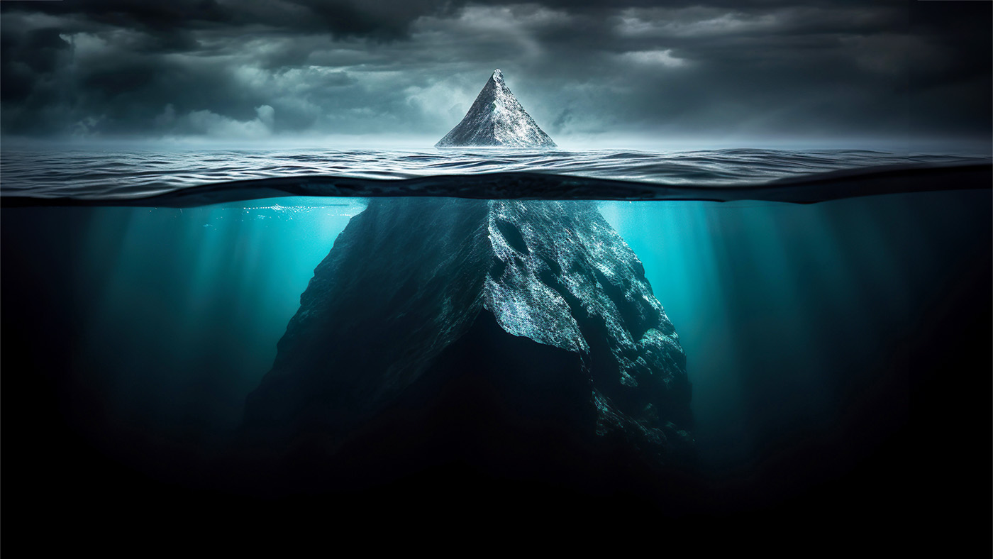 Punta di iceberg sull'acqua