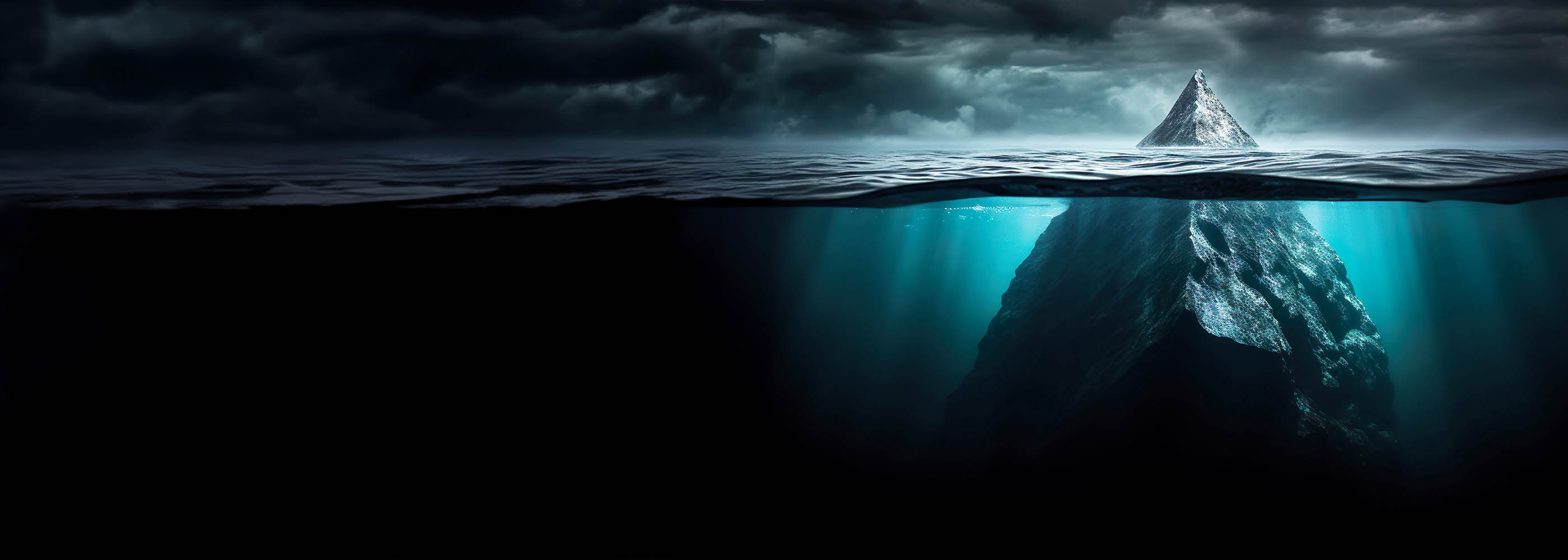 La pointe d'un iceberg émerge de l'eau.