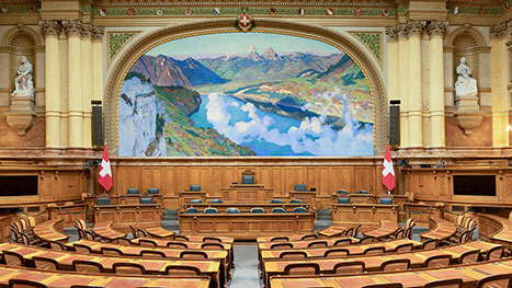 Nationalratssaal im Bundehaus Bern.